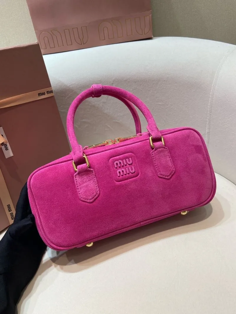 Alternative view of Miu Miu Fuchsia Suede Top Handle Crossbody Bag