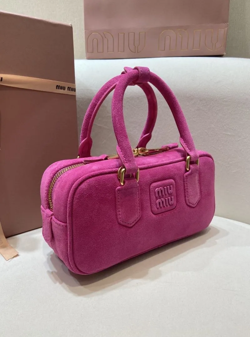 Alternative view of Miu Miu Fuchsia Suede Top Handle Crossbody Bag
