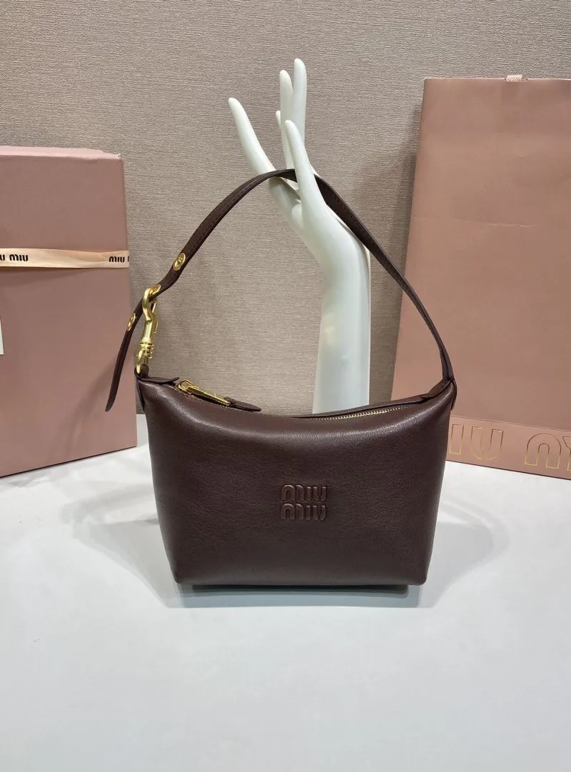 Miu Miu Brown Leather Top Handle Bag