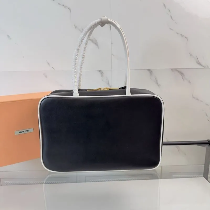 Alternative view of Miu Miu Black White Trim Top Handle Bag 131