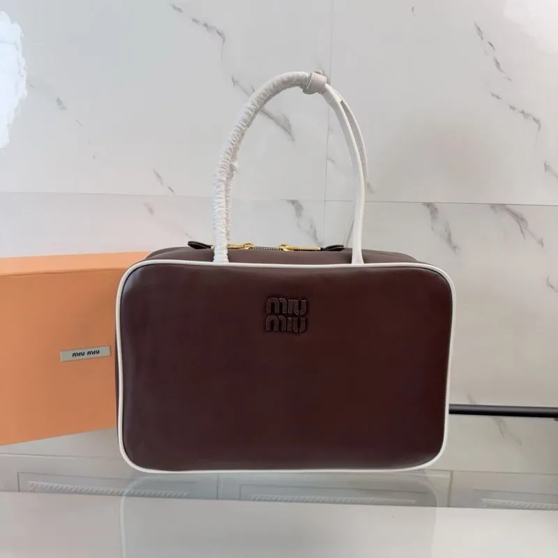 Miu Miu Brown White Trim Top Handle Bag 132