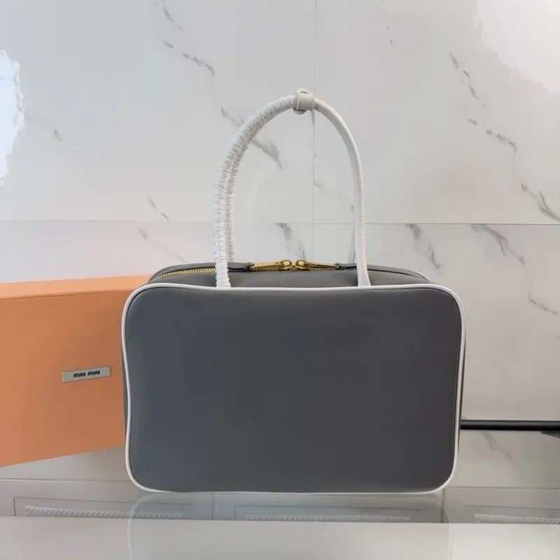 Alternative view of Miu Miu Gray White Top Handle Bag
