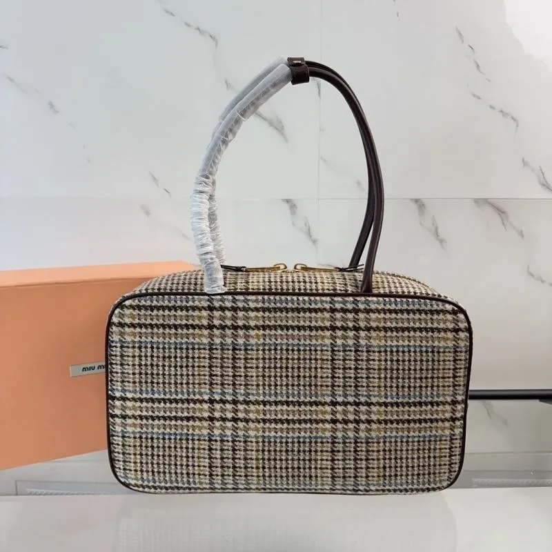 Alternative view of Miu Miu Houndstooth Plaid Top Handle Bag 134