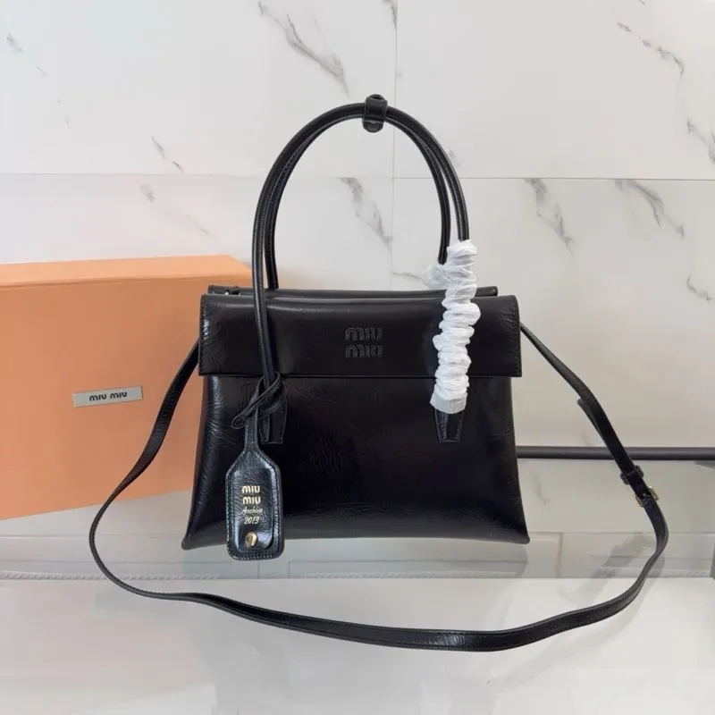 Miu Miu Black Leather Top Handle Bag 136