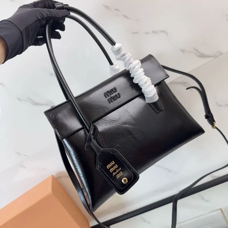 Miu Miu Black Leather Top Handle Bag 136 - Image 6
