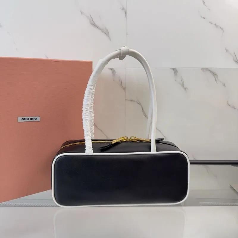 Alternative view of MIU MIU Black White Top Handle Bag