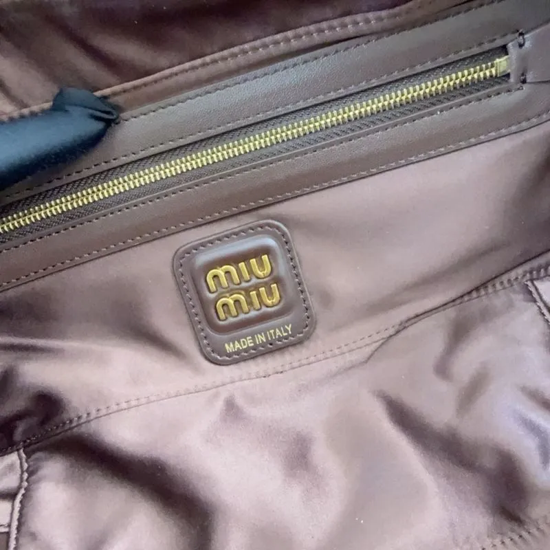 Miu Miu Brown White Leather Top Handle Bag - Image 8