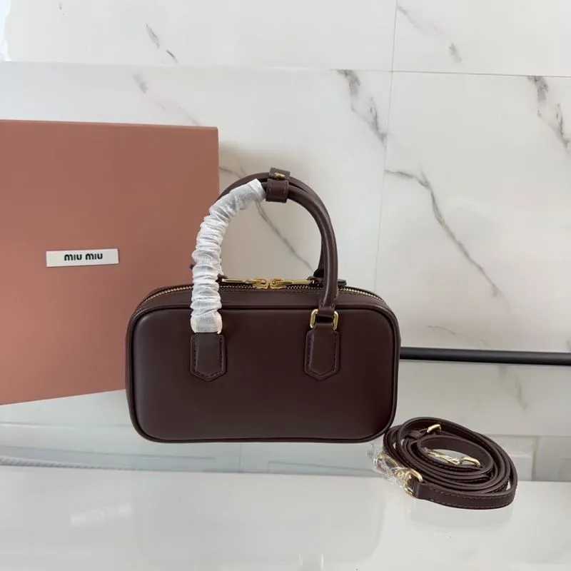 Alternative view of Miu Miu Brown Leather Top Handle Crossbody Bag