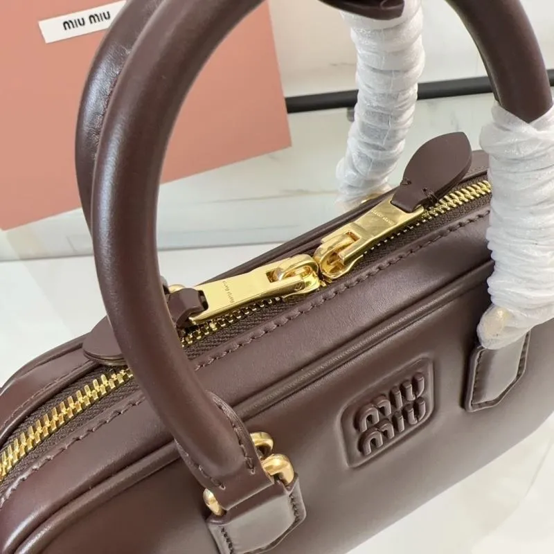 Miu Miu Brown Leather Top Handle Crossbody Bag - Image 5