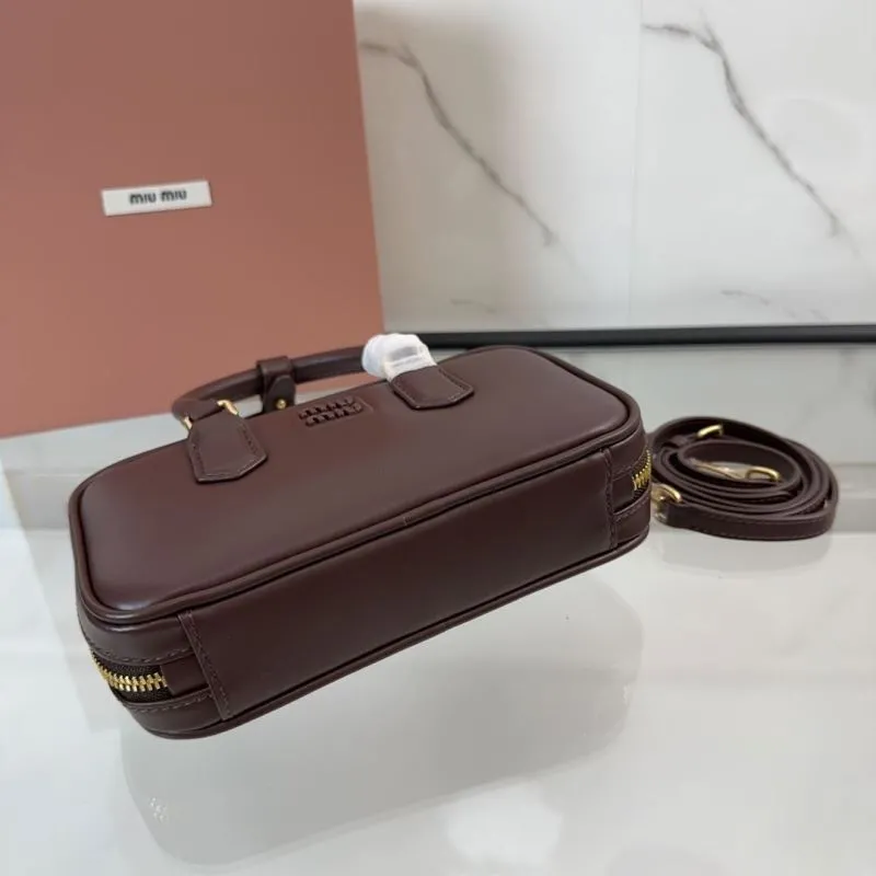 Miu Miu Brown Leather Top Handle Crossbody Bag - Image 6