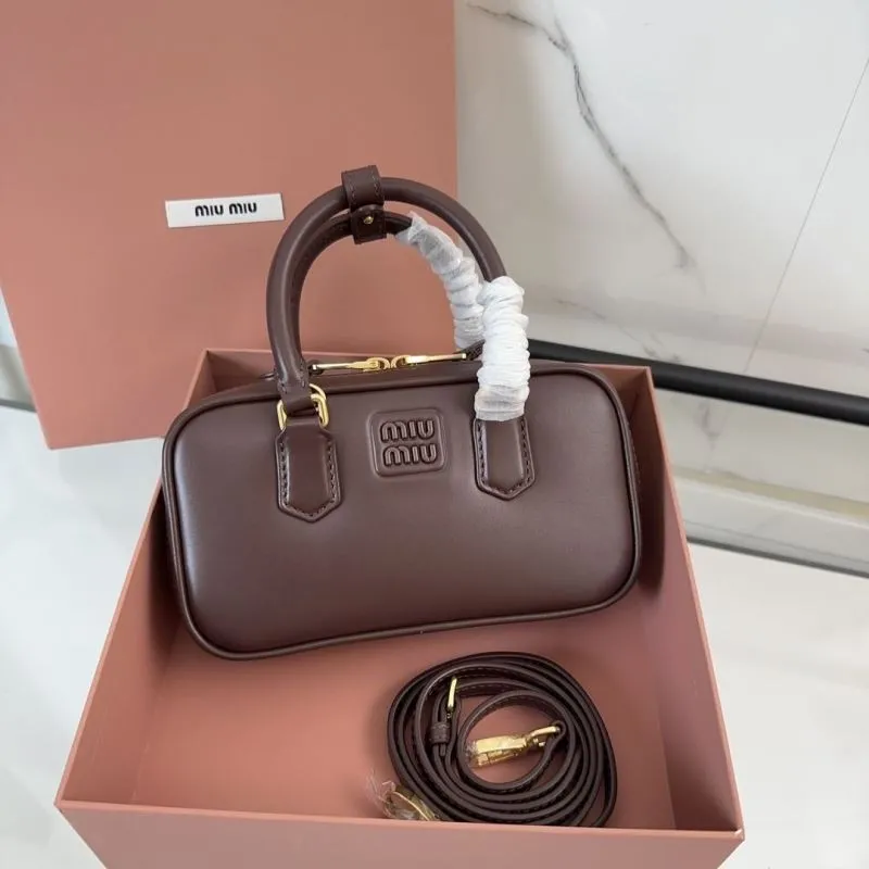 Miu Miu Brown Leather Top Handle Crossbody Bag - Image 9