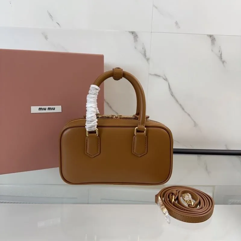 Alternative view of Miu Miu Brown Leather Top Handle Crossbody Bag