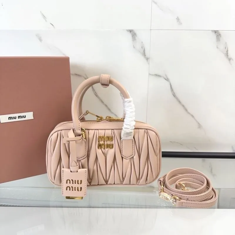 Miu Miu Nude Pink Matelasse Top Handle Bag 150