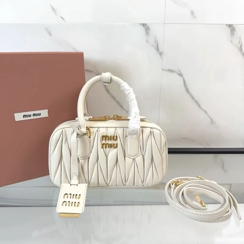 Miu Miu White Matelasse Top Handle Bag