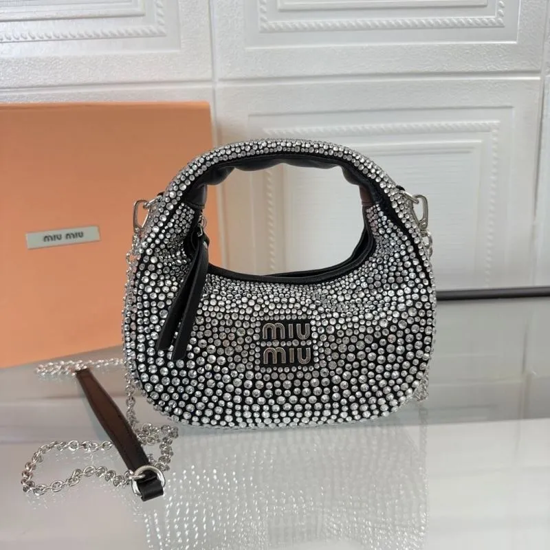Miu Miu Silver Crystal Top Handle Handbag