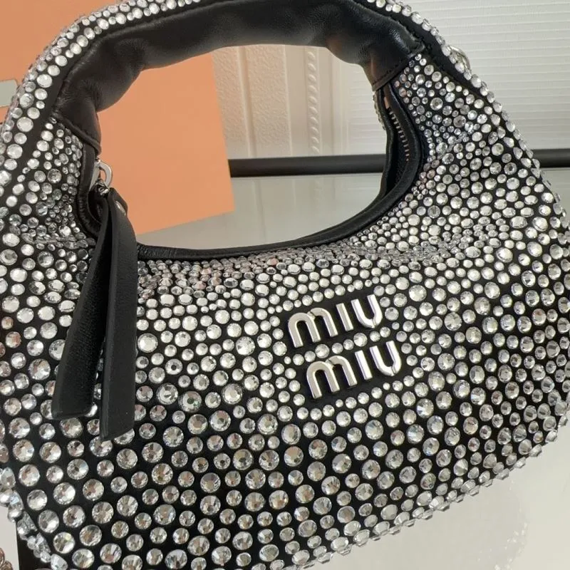 Miu Miu Silver Crystal Top Handle Handbag - Image 4
