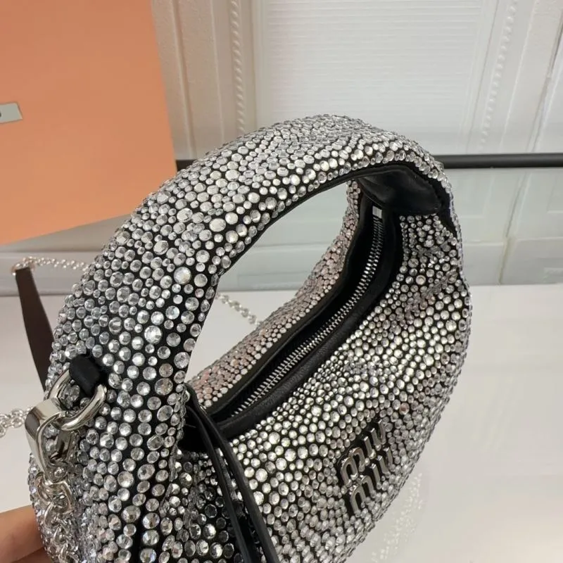Miu Miu Silver Crystal Top Handle Handbag - Image 6
