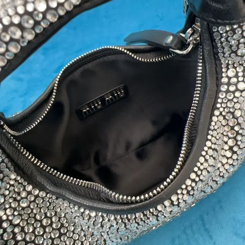 Miu Miu Silver Crystal Top Handle Handbag - Image 9