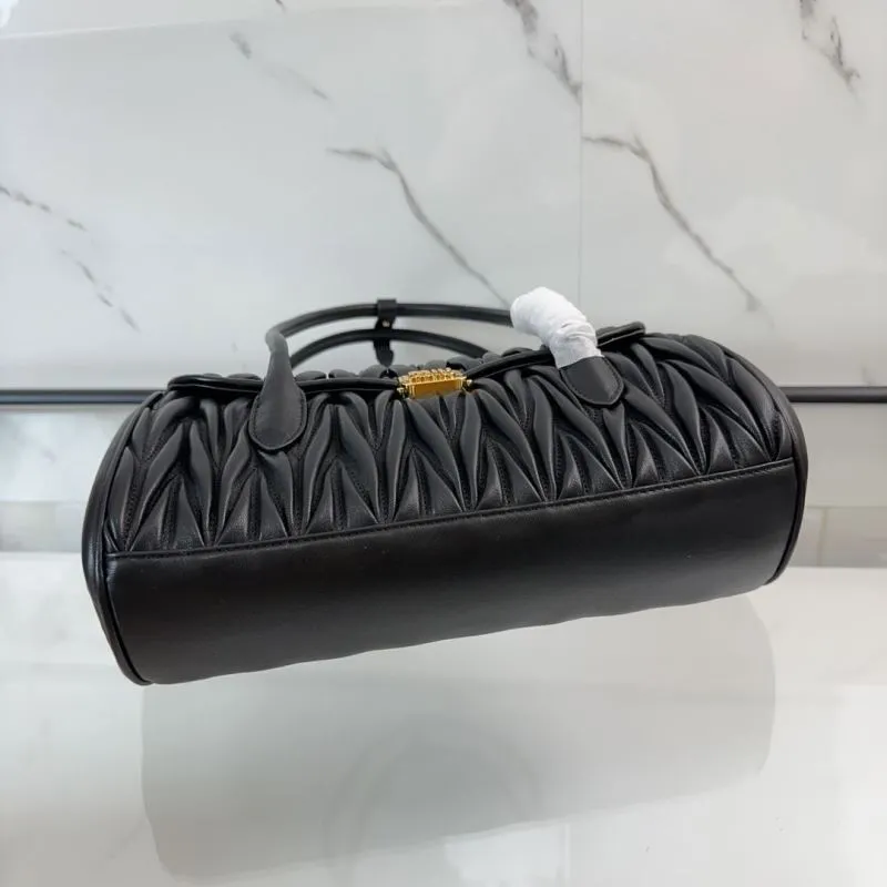 MIU MIU Black Matelasse Top Handle Bag 157 - Image 6