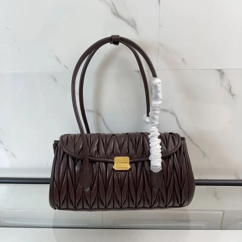 Miu Miu Dark Brown Matelassé Top Handle Bag 158