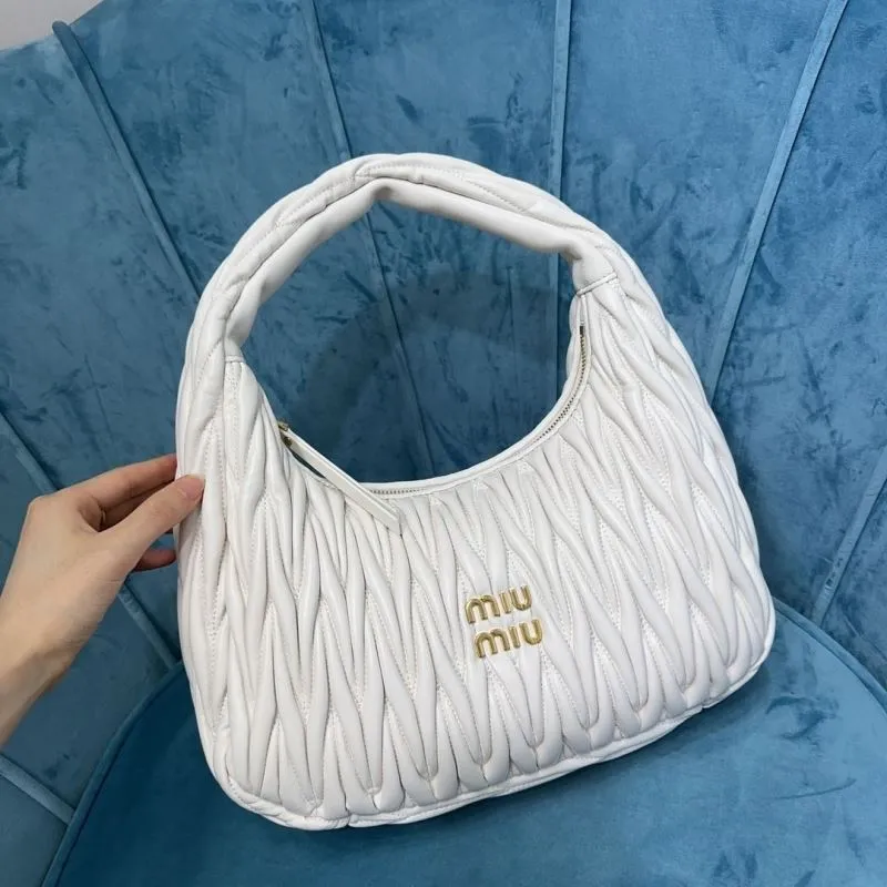 MIU MIU White Matelassé Top Handle Hobo Bag - Image 5
