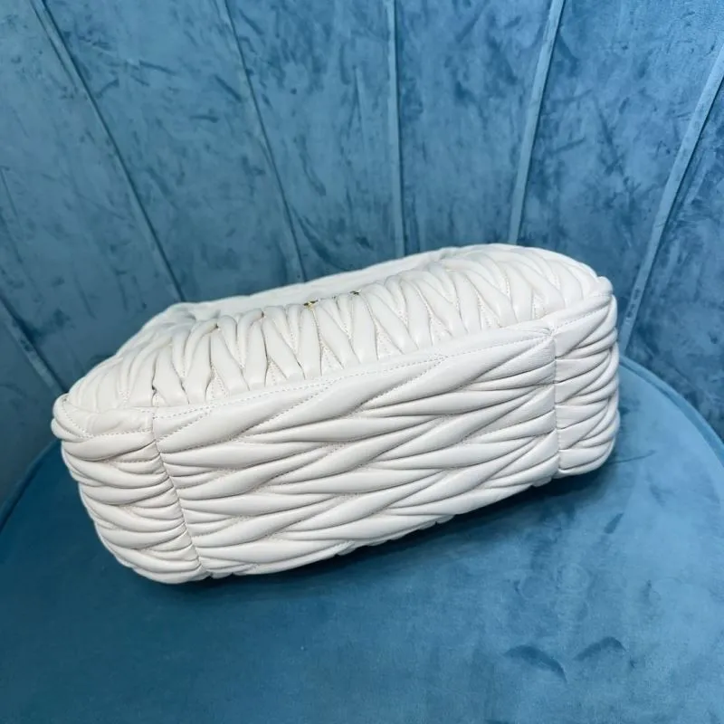 MIU MIU White Matelassé Top Handle Hobo Bag - Image 6