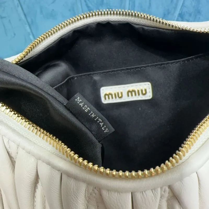 MIU MIU White Matelassé Top Handle Hobo Bag - Image 9