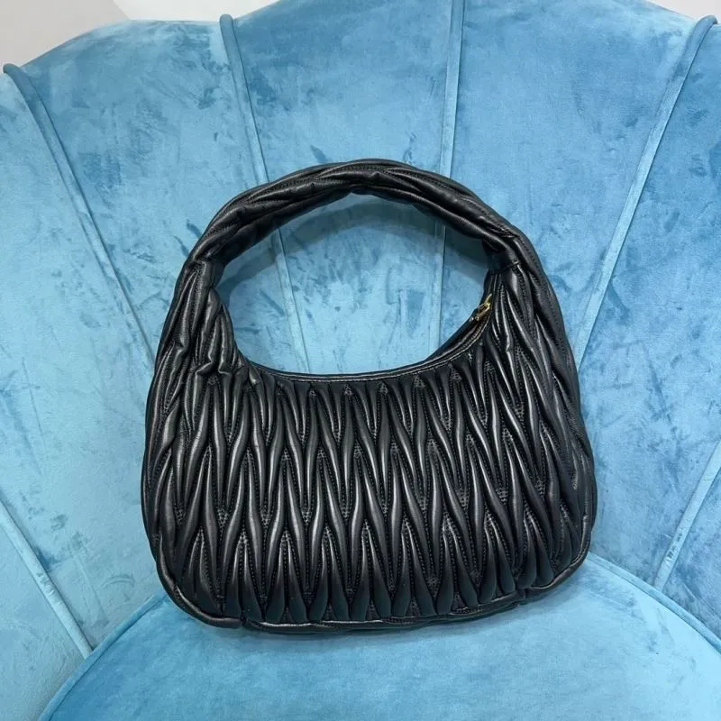 Alternative view of Miu Miu Black Pleated Hobo Bag 162