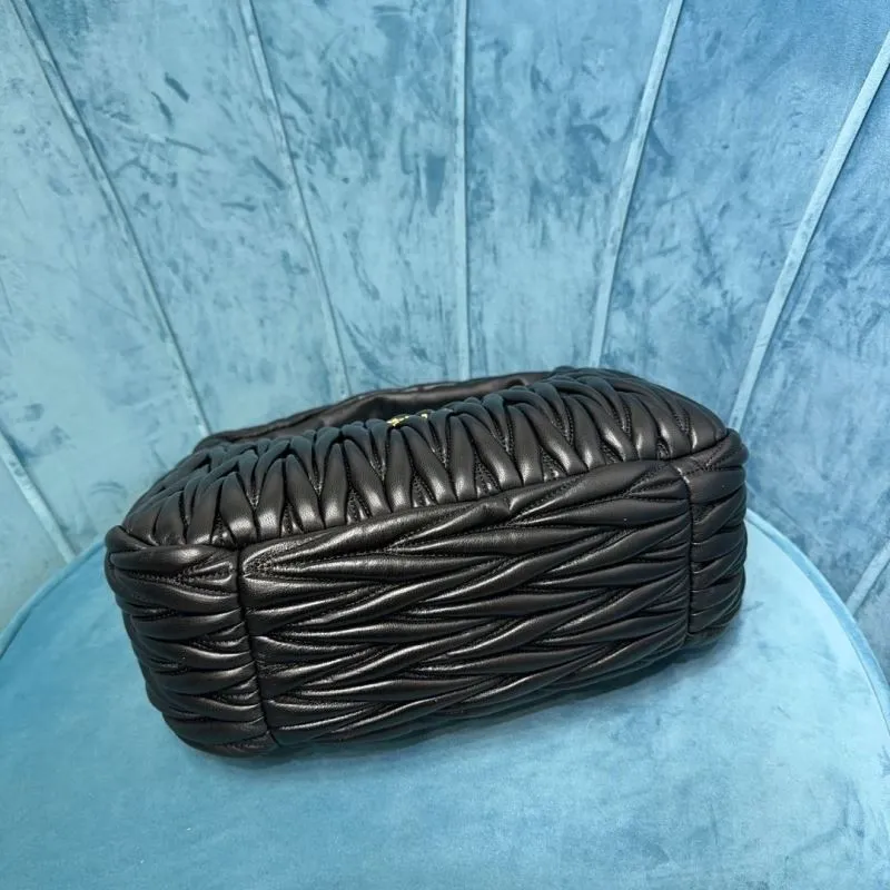 Miu Miu Black Pleated Hobo Bag 162 - Image 5