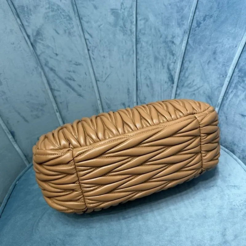 Miu Miu Tan Matelassé Top Handle Bag 163 - Image 6