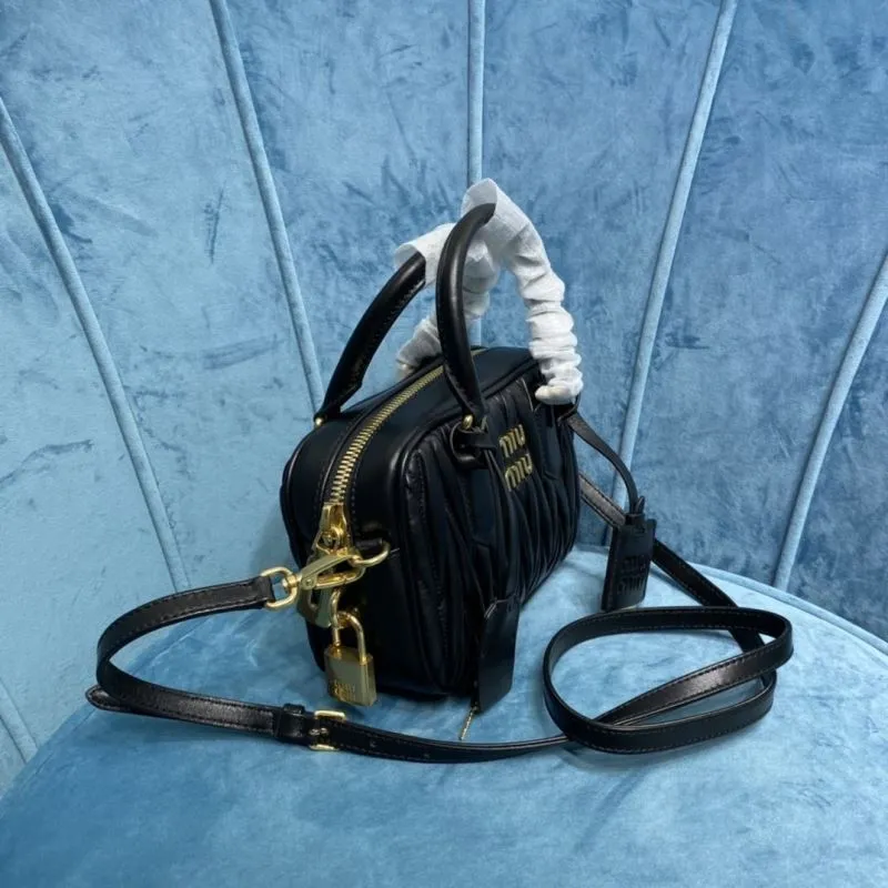 Miu Miu Black Matelasse Top Handle Crossbody Bag - Image 3