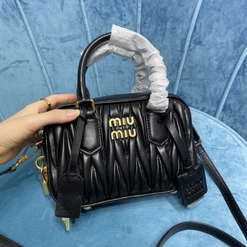 Miu Miu Black Matelasse Top Handle Crossbody Bag - Image 5