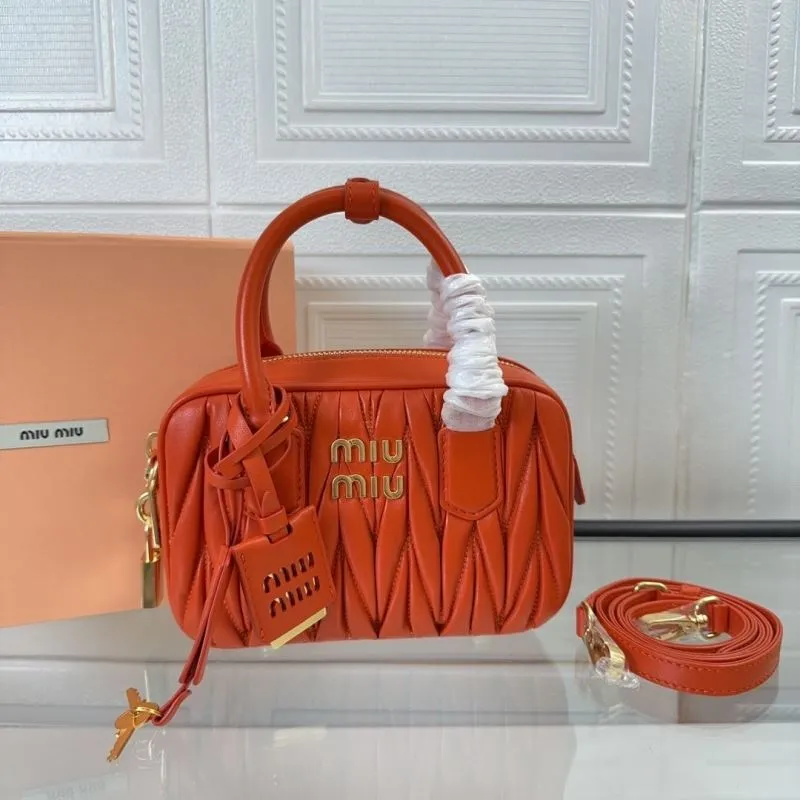 Miu Miu Orange Matelassé Top Handle Crossbody Bag