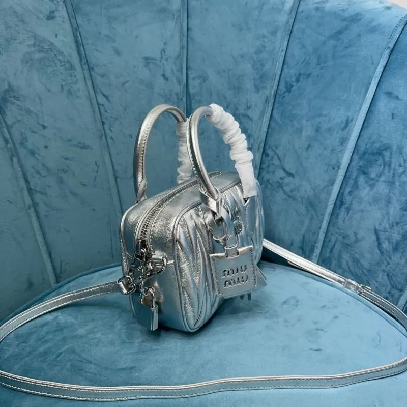 Miu Miu Silver Top Handle Crossbody Bag - Image 3