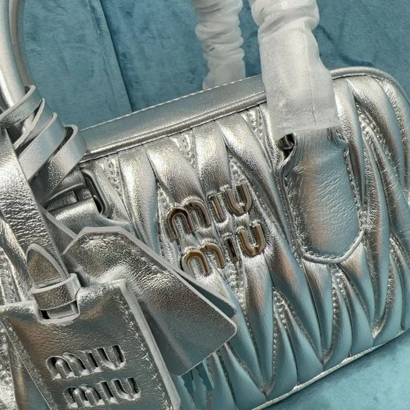 Miu Miu Silver Top Handle Crossbody Bag - Image 4