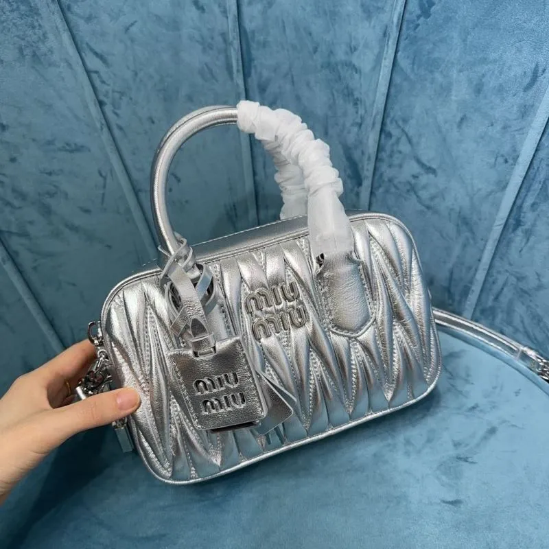 Miu Miu Silver Top Handle Crossbody Bag - Image 5