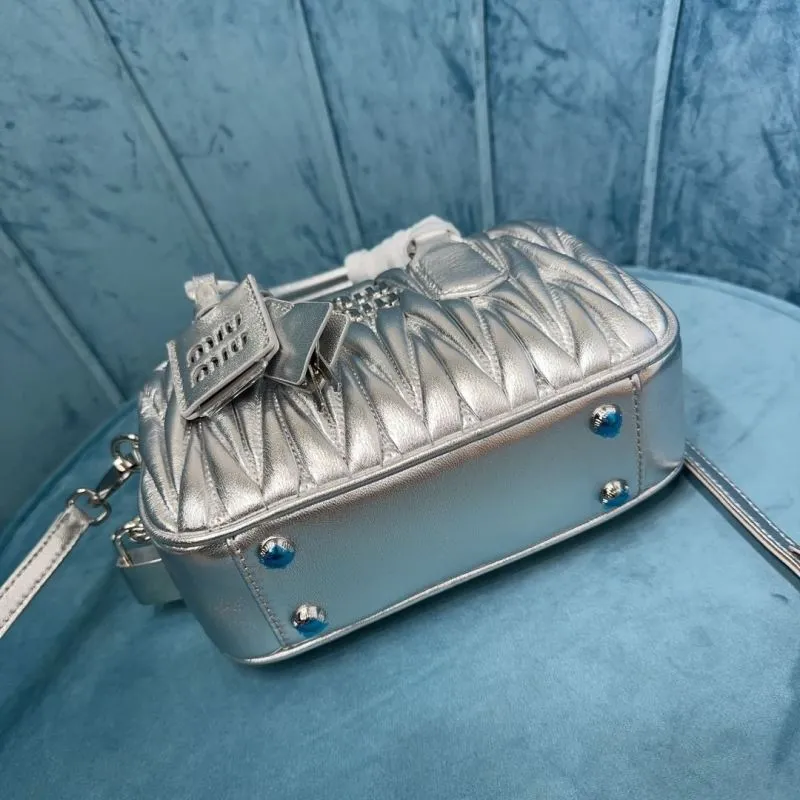 Miu Miu Silver Top Handle Crossbody Bag - Image 6