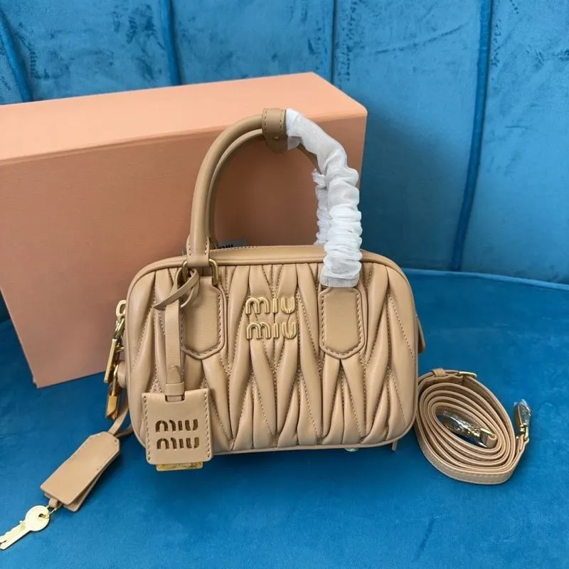 Miu Miu Beige Matelasse Top Handle Crossbody Bag 175