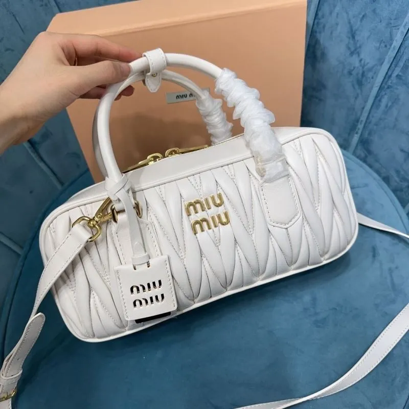 Miu Miu White Matelasse Top Handle Crossbody Bag - Image 5