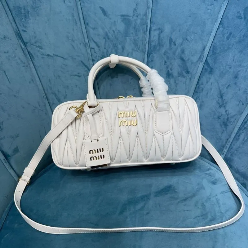 Miu Miu White Matelasse Top Handle Crossbody Bag - Image 9