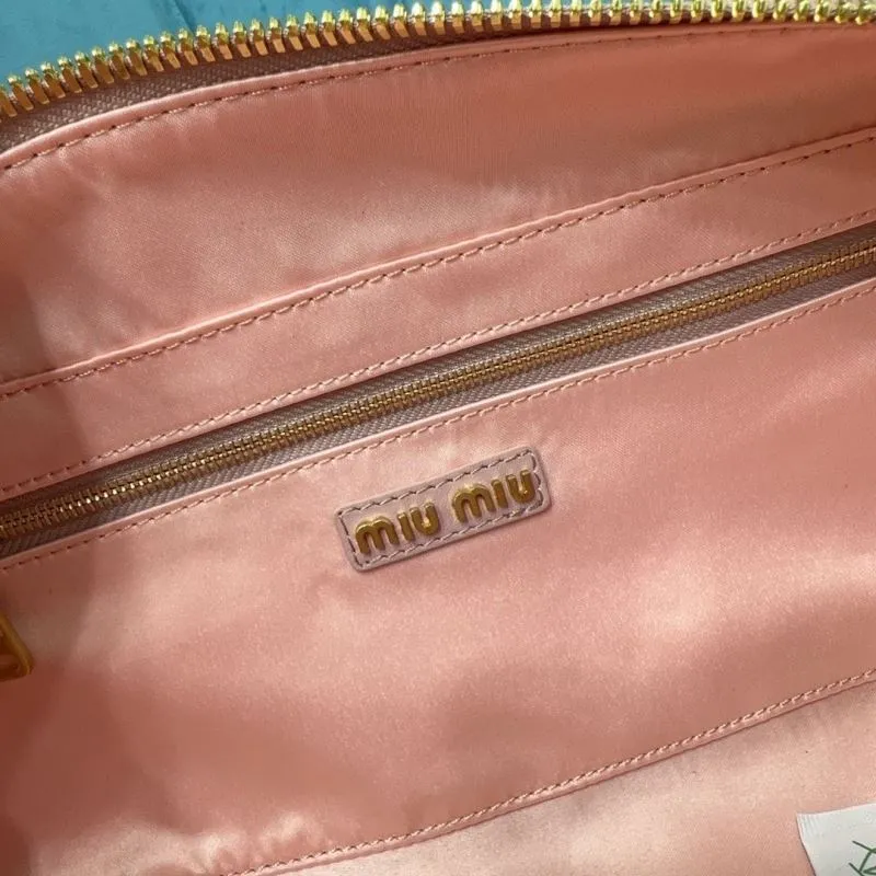 MIU MIU Pink Matelasse Top Handle Crossbody Bag - Image 8