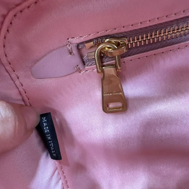 MIU MIU Pink Matelasse Top Handle Crossbody Bag - Image 9