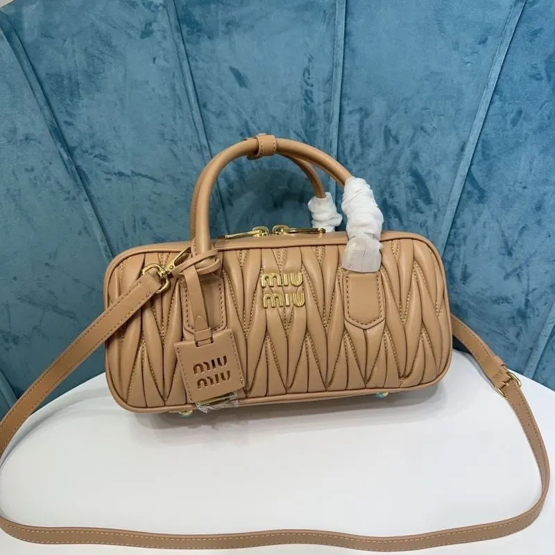 MIU MIU Beige Matelasse Top Handle Crossbody Bag