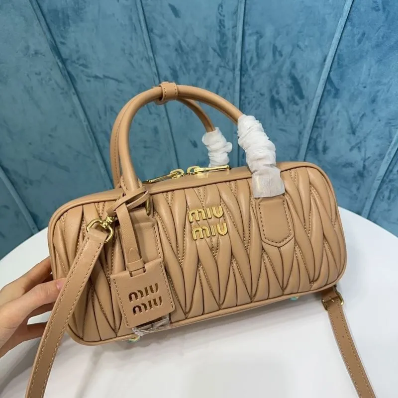 MIU MIU Beige Matelasse Top Handle Crossbody Bag - Image 5