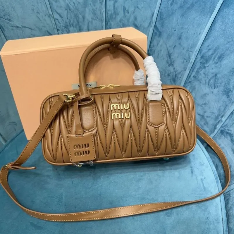 MIU MIU Brown Matelasse Top Handle Bag 181
