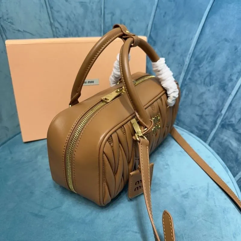 MIU MIU Brown Matelasse Top Handle Bag 181 - Image 3