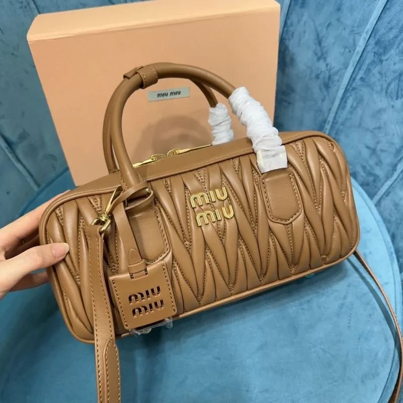 MIU MIU Brown Matelasse Top Handle Bag 181 - Image 5
