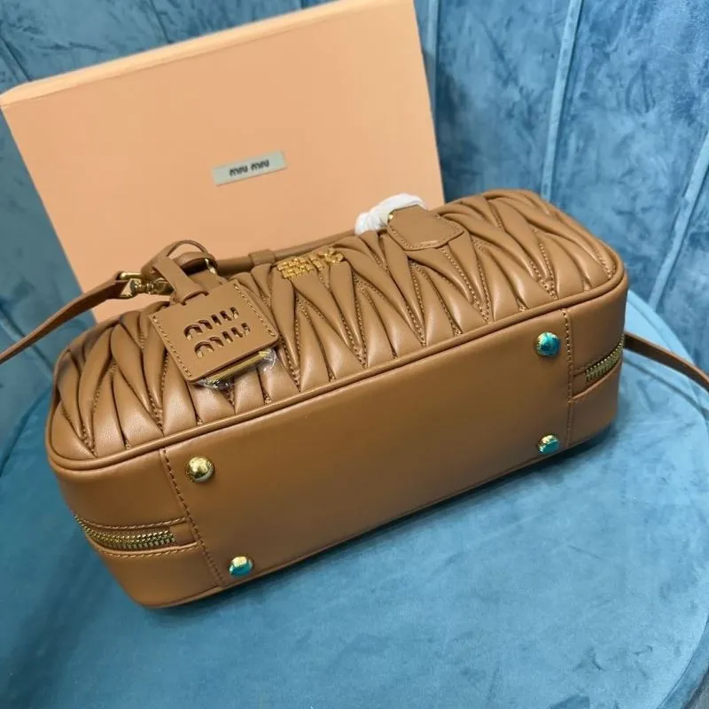 MIU MIU Brown Matelasse Top Handle Bag 181 - Image 6