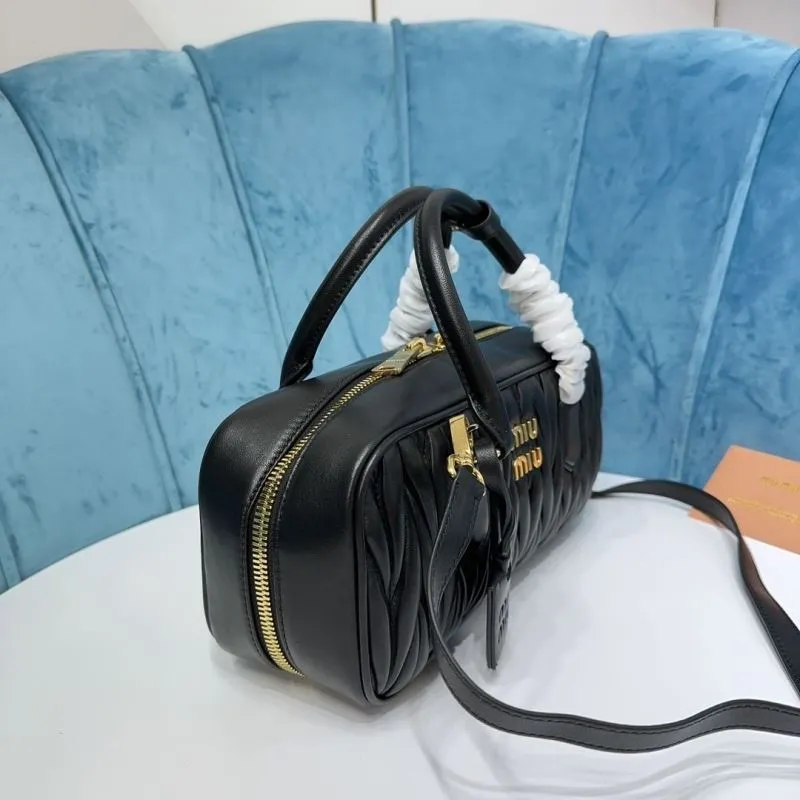 Miu Miu Black Matelassé Top Handle Crossbody Bag - Image 3