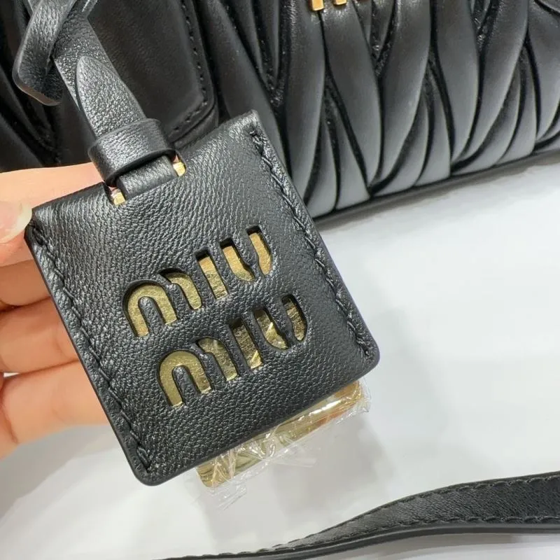 Miu Miu Black Matelassé Top Handle Crossbody Bag - Image 6